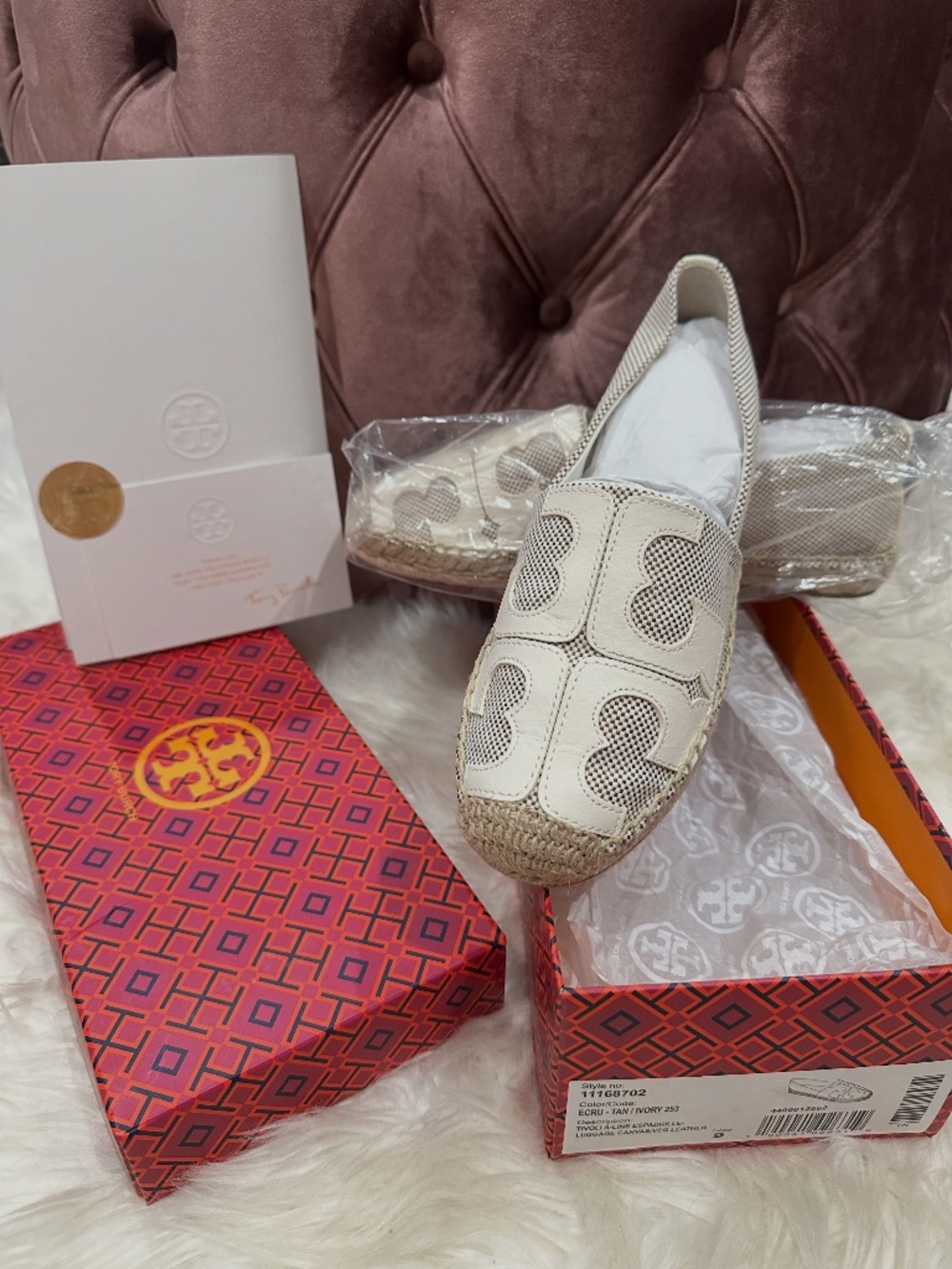 Tory Burch Tivoli A-Line Espadrilles Ecru -Tan/Ivory -Beautiful/Like New!